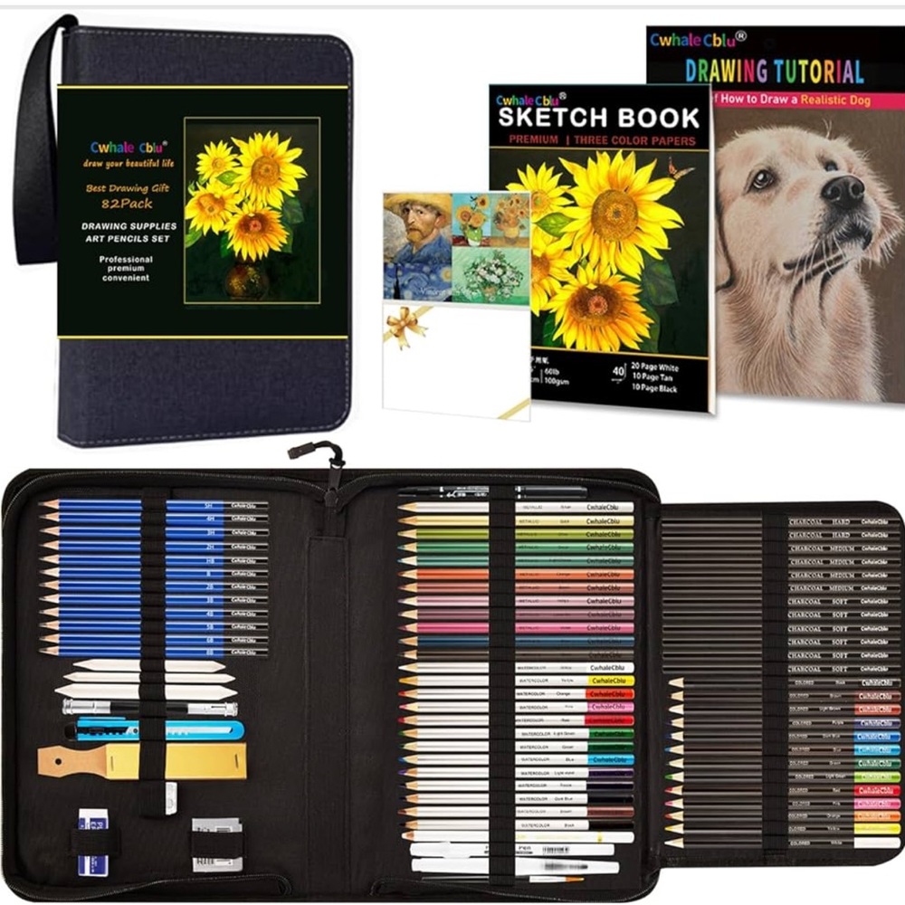 Art Drawint set art supplies sketching key with 3 color sketch book